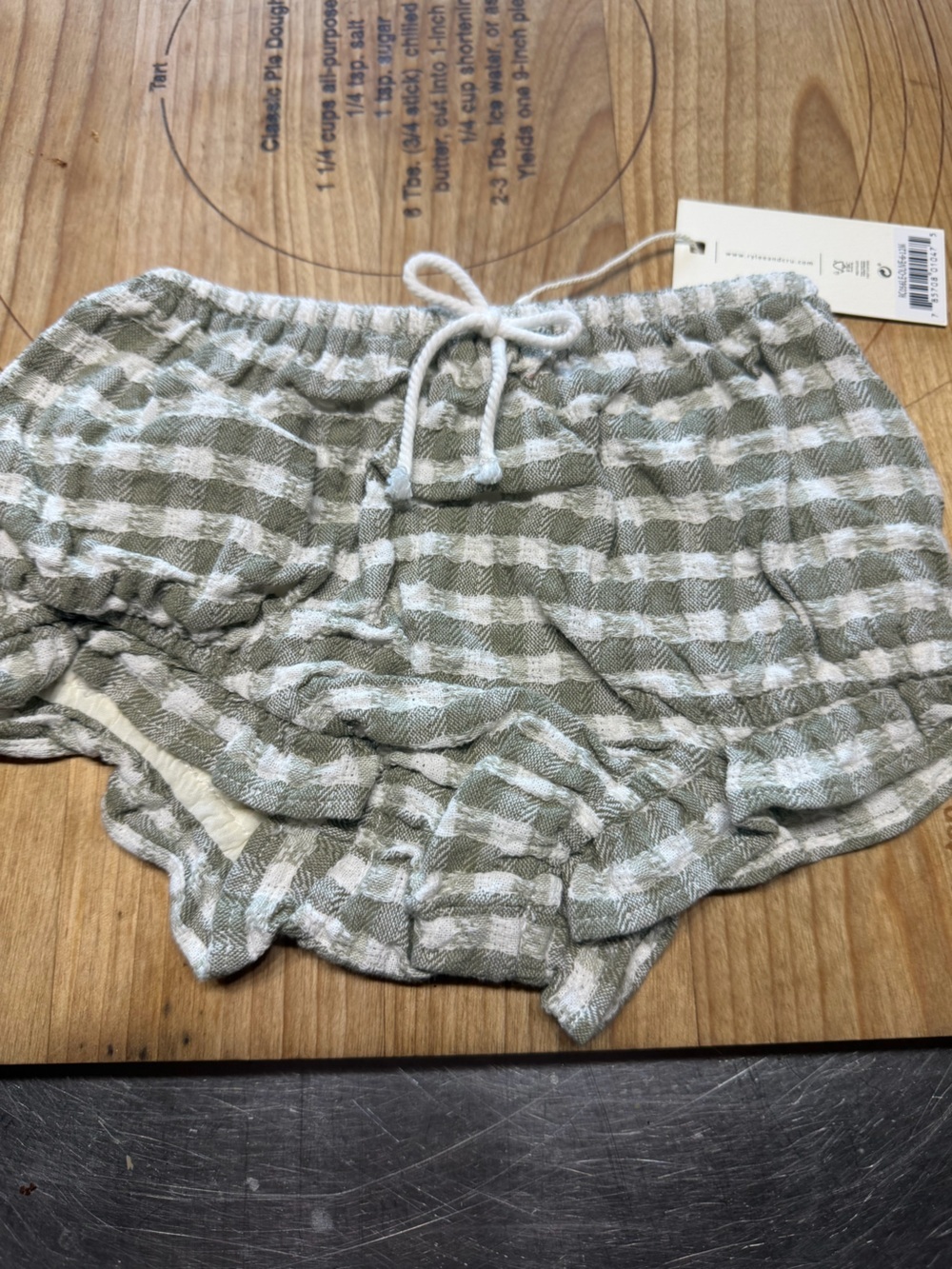 Rylee + Cru Green and White Stripe Girls bloomers lined